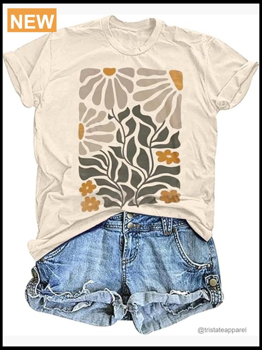 Vintage Floral Boho Wildflower Graphic Tee Loose Short Sleeve